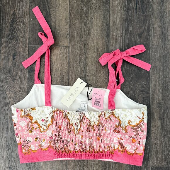 NWT RACHEL ZOE Linen Blend Bandeau Top - Pink - Large - Picture 2 of 4